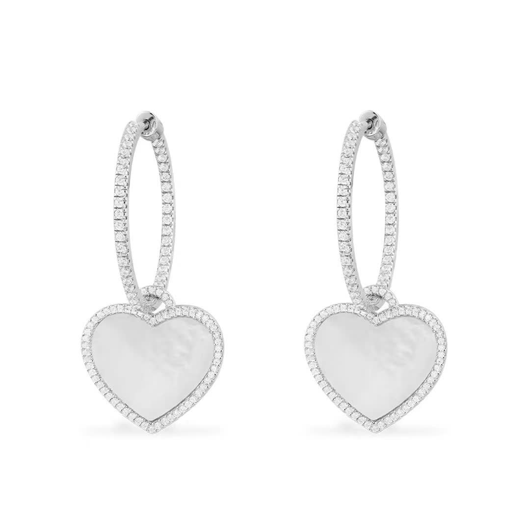 APM Monaco Elegant Heart-Shaped Hoop Earrings with Diamond Accents
